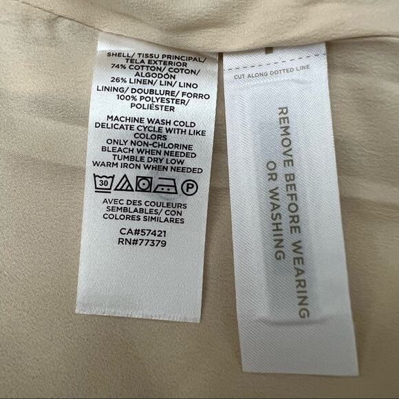 Ann Taylor US 12 Petite Cream LINEN Blend Short Sleeve Sheath Midi Dress NWT - Picture 8 of 10